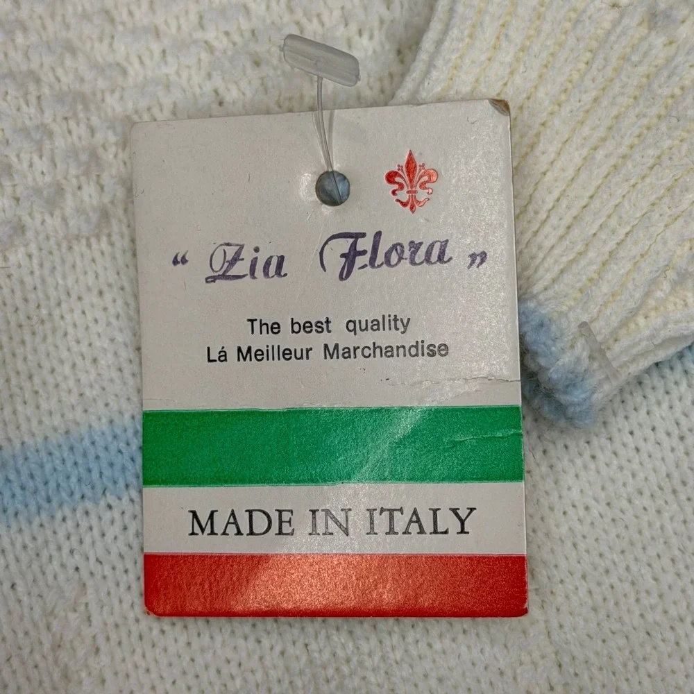 Vintage Zia Flora Italy Knit Sweater Baby 3-6 Months Embroidered Ducks Cute Cozy